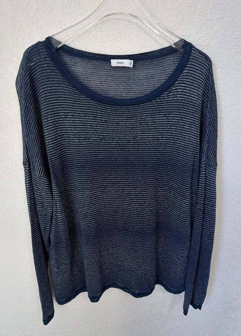 Vince Striped Long Sleeve Sweater Size M Blue